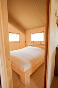 master bedroom in Safaritent Glastonbury